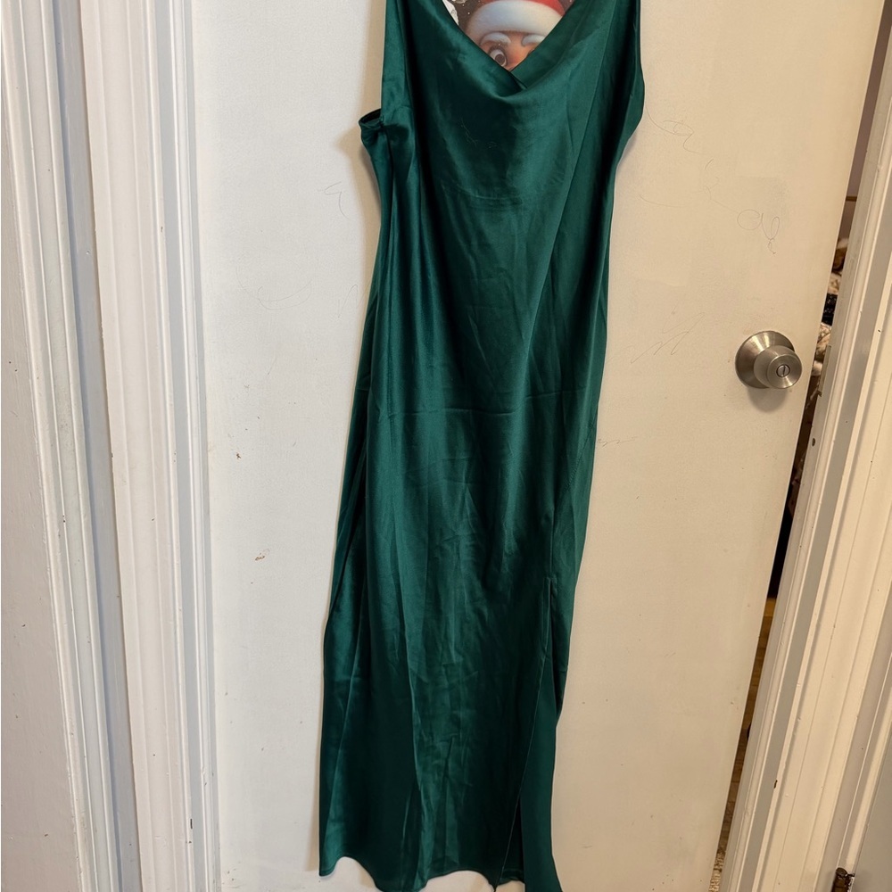 Elegant Green Satin Maxi Dress
